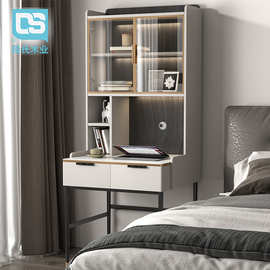 现代轻奢书桌书架组合一体卧室家用小户型床头学习电脑写字化妆台