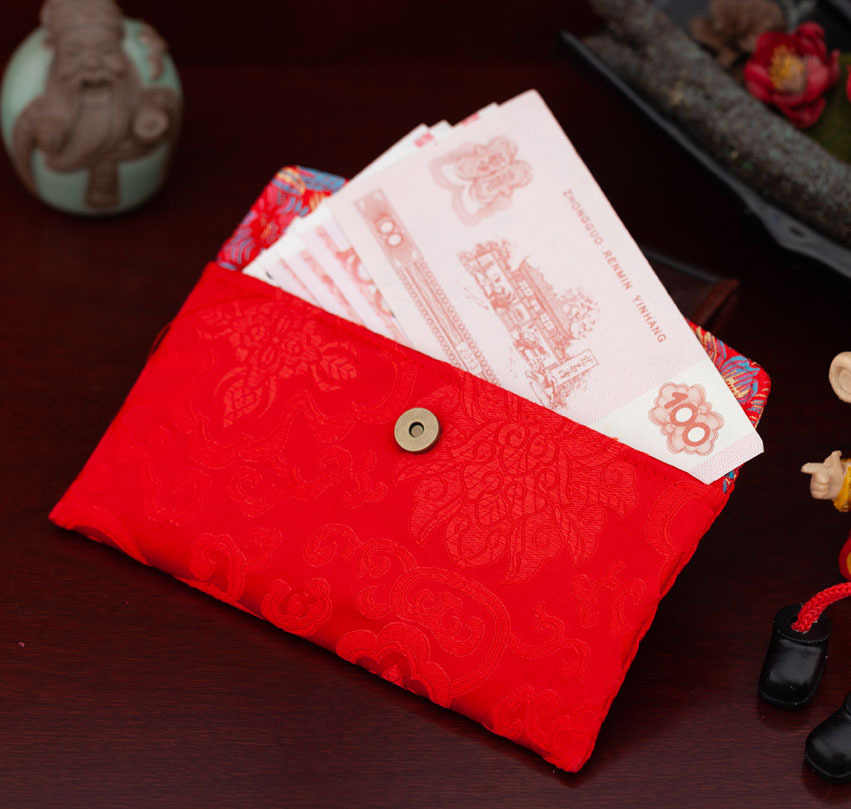 新款创意中国风盘扣织锦缎布流苏红包结婚大紅包袋改口万元利是封