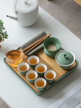 盖碗茶具套装功夫茶具家用办公室陶瓷茶盘简约现代轻奢泡茶礼盒装