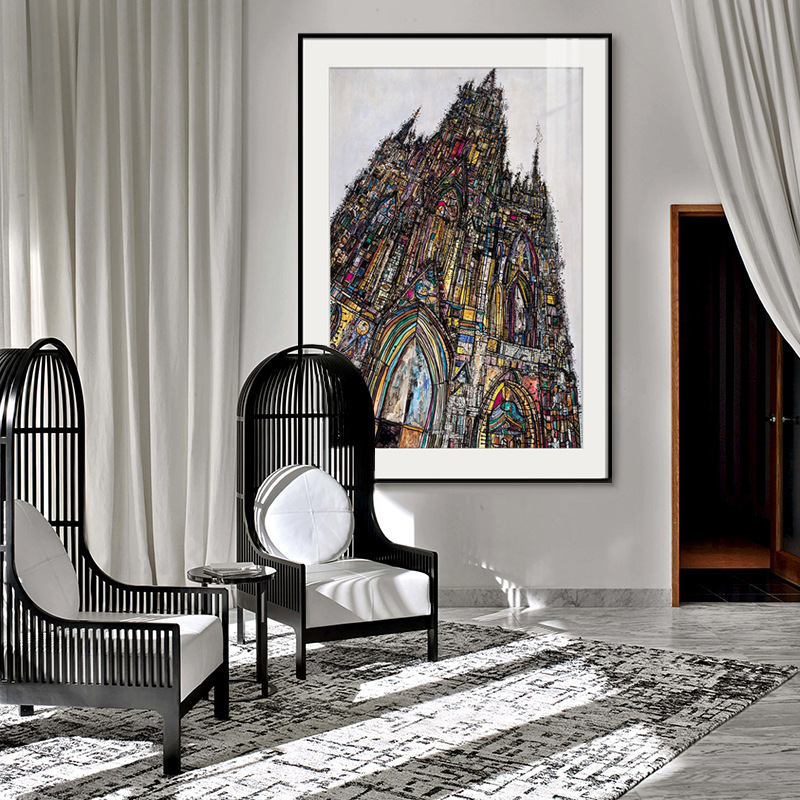 手绘后现代风格画艺术家张长江cj.zhang 客厅玄关挂画艺术画 圣殿