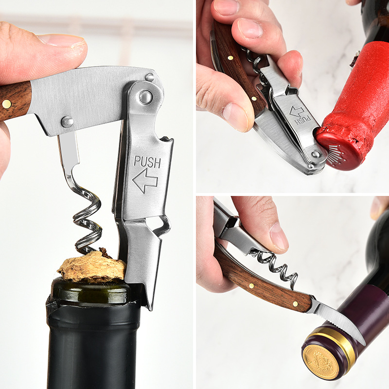 Factory Wholesale Multifunctional Wine Wine Corkscrew Wine Bottle Opener Stainless Steel Bottle Opener Kitchen Gadget