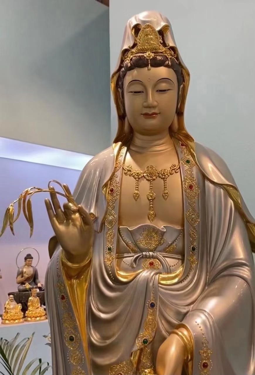 观音菩萨铜佛像柳枝观音铜摆家供铜观音千手观世音大士送子观音铁