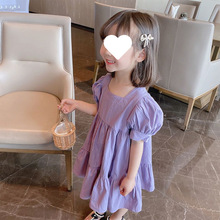 2024夏款女童连衣裙新品韩版儿童洋气女宝宝泡泡袖女中童幼儿裙子