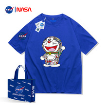 NASA哆啦A梦短袖T恤男女夏季情侣装ins叮当猫半袖潮2023时尚外衣