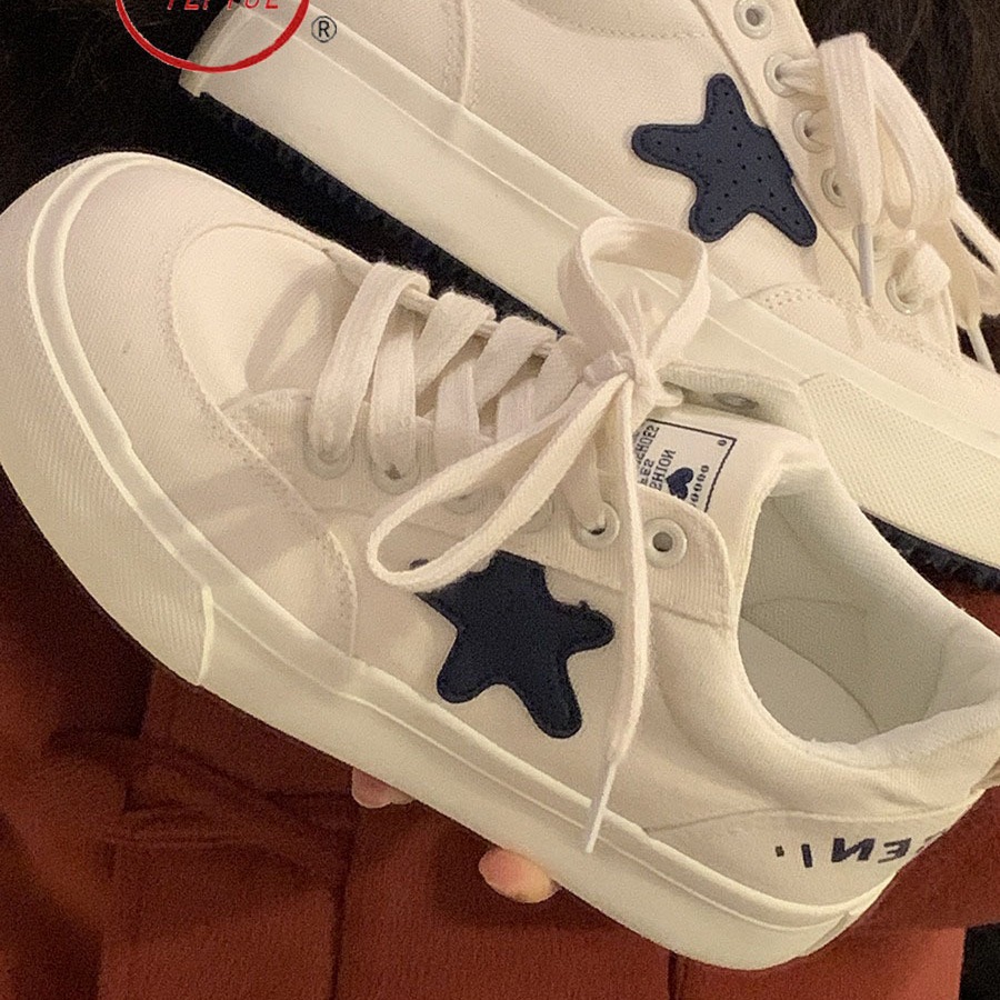 爆款女生小白鞋百搭平底休闲帆布鞋ins潮2024新款春夏季chic鞋子