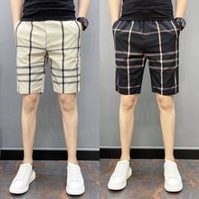 夏季外穿格子短裤男五分裤薄款休闲男士五分裤韩版潮流户外沙滩裤