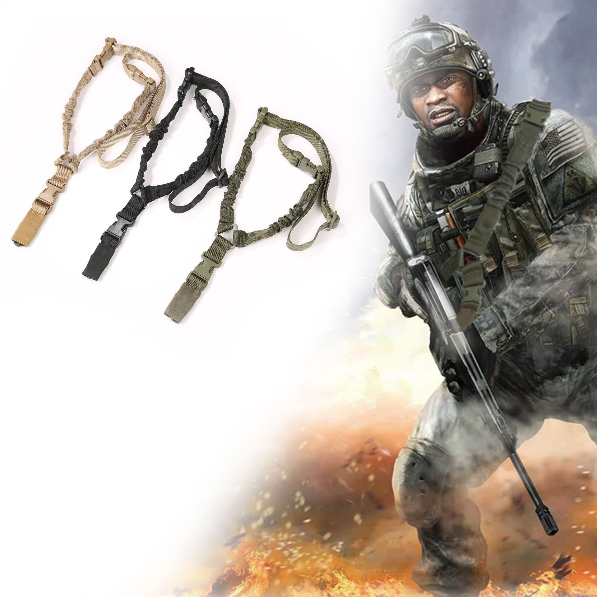 户外军迷美式单点尼龙战术背带真人cs多功能任务斜跨挂绳枪绳背带