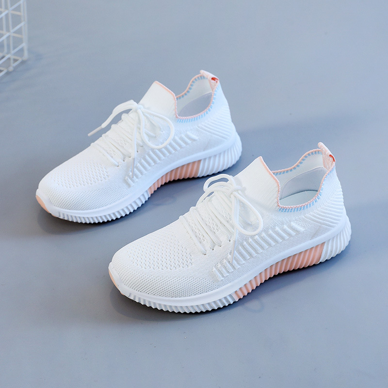 Cross-Border Foreign Trade 2023 New Casual Shoes Fashion Trendy Running Shoes Portable All-Match Trendy Fly-Knit Sneakers Women