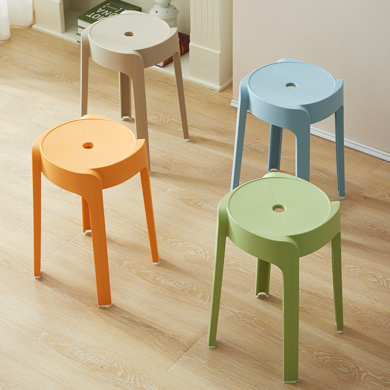 北欧圆凳塑料加厚成人凳子时尚板凳折叠餐桌凳家用椅子备用凳高凳