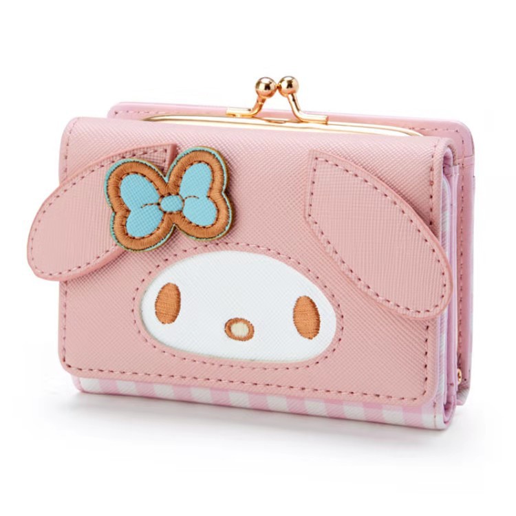 Customized Pu Women's Casual Short 2 Fold Wallet MLD Cinnamoroll Babycinnamoroll Pom Pom Purin Styling Zipper Hasp Card Holder Wallet