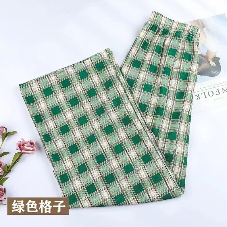 Popular Spring and Summer Thin Plaid Pants Women's 2023 New Korean Style Loose Slimming Wide-Leg Pants All-Matching Straight Casual Pants