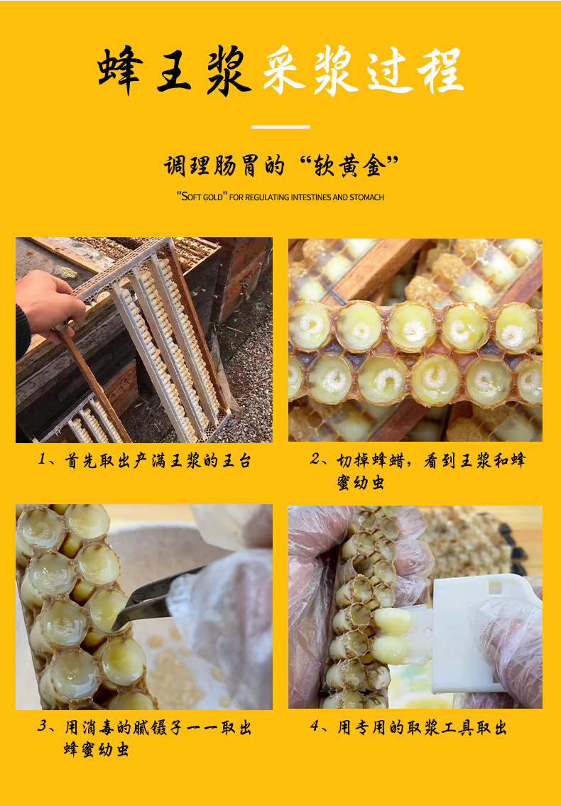 【蜂王浆】500g瓶装蜂王浆 新鲜皇朵状油菜蜜活性新鲜蜂皇浆