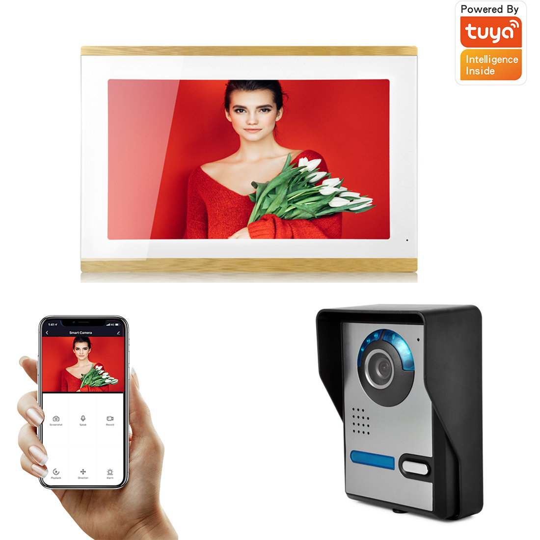 涂鸦wifi可视门铃10.1寸有线楼宇对讲家用别墅套装手机监控批发