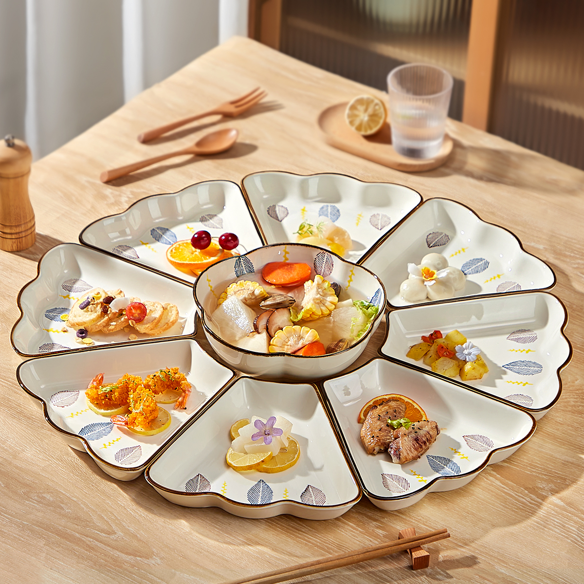 8wti团圆拼盘餐具组合团年夜饭家庭盘子菜盘家用2024新款圆桌碗碟