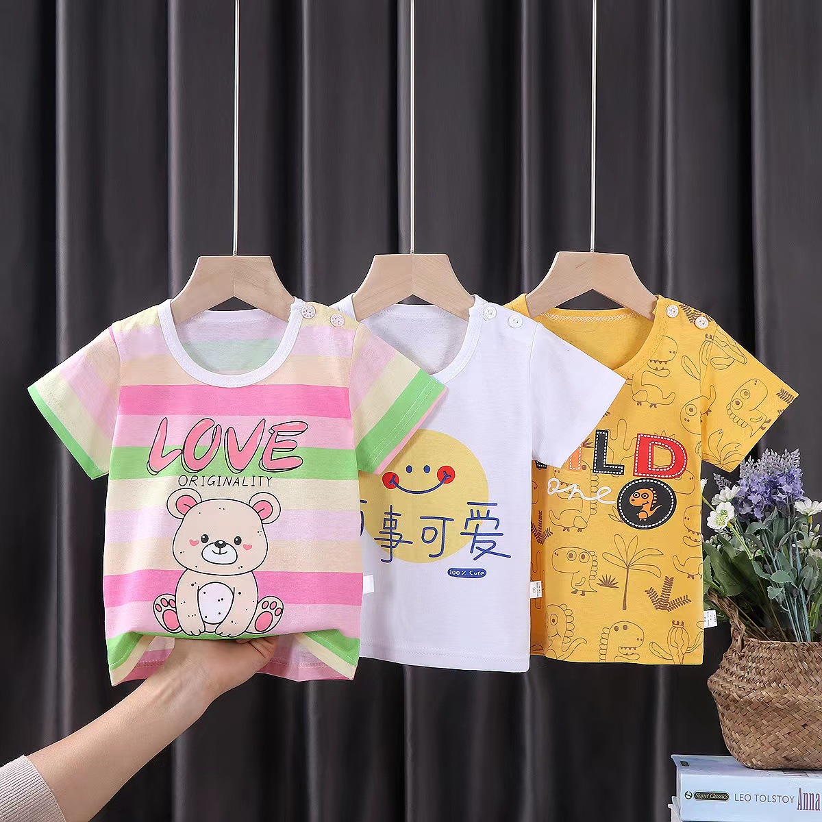 2022儿童T恤短袖纯棉男宝宝卡通短袖女童夏季新款韩版单上衣童装