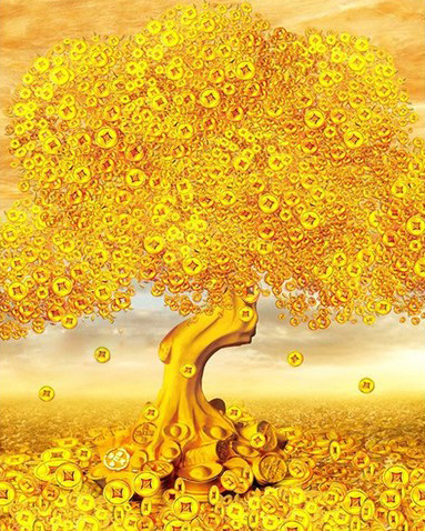 钻石画代发来制作圆钻满钻金钱树摇钱树发财树钻石画diy