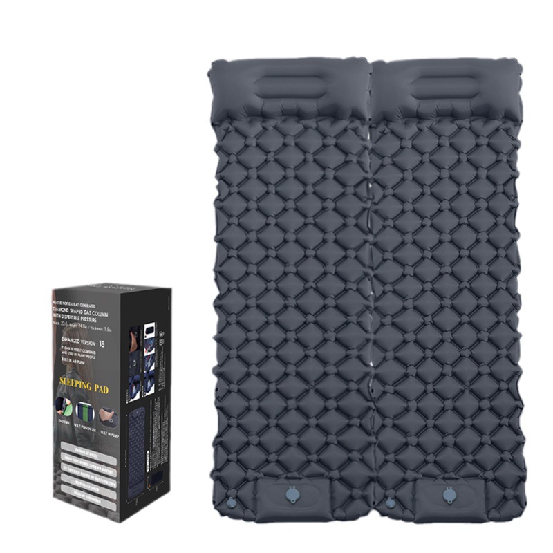 2023 New Foot Can Be Spliced Lengthened Outdoor Inflatable Mattress Single Multi-Person Camping Floatation Bed Tent Moisture-Proof Pad