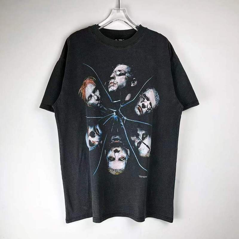 vingate短袖德国战车rammstein乐队摇滚水洗做旧复古休闲美式t恤