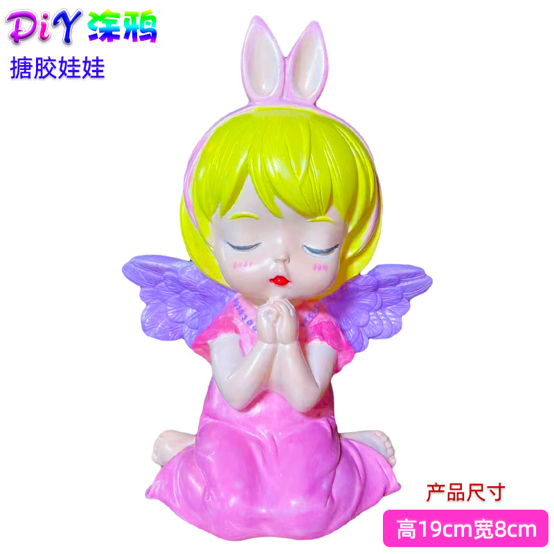 Children's Diy Angel Non-Coloring Plaster Doll White Embryo Vinyl Piggy Bank Square Night Market Stall Toy