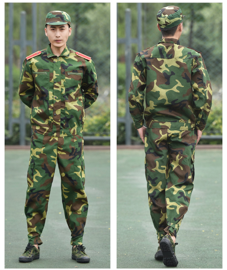 夏季中大学生军训迷彩服套装 户外拓展训练军迷作训服劳保工作服