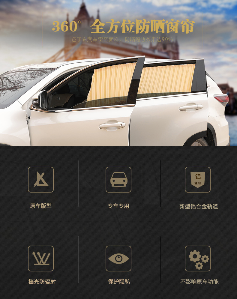 Suitable for Toyota Saina SIENNA car sunshade curtain Sena car thermal insulation privacy up and down track sunshade curtain