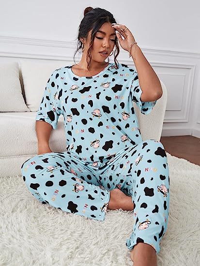 2023 Amazon Independent Station Autumn and Winter New Popular Home Wear Pajamas Suit Printed Pajamas Women's Two-Piece Suit