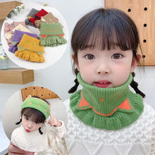 韩范儿童围巾卡通猫咪毛线脖套发带两用冬季男女宝宝保暖围脖