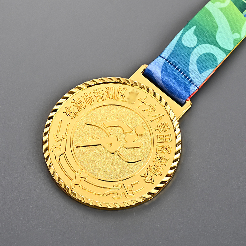 定 制马拉松运动会金属奖牌比赛挂脖纪念牌年会颁奖金牌银牌铜牌