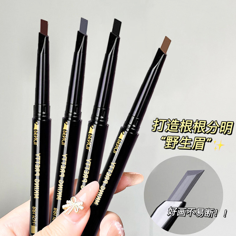 Triangle Double-Headed Eyebrow Pencil Automatic Rotating Three-Dimensional Waterproof Sweat-Proof Durable Female Student Not Easy to Smudge Cross-Border Hot Selling