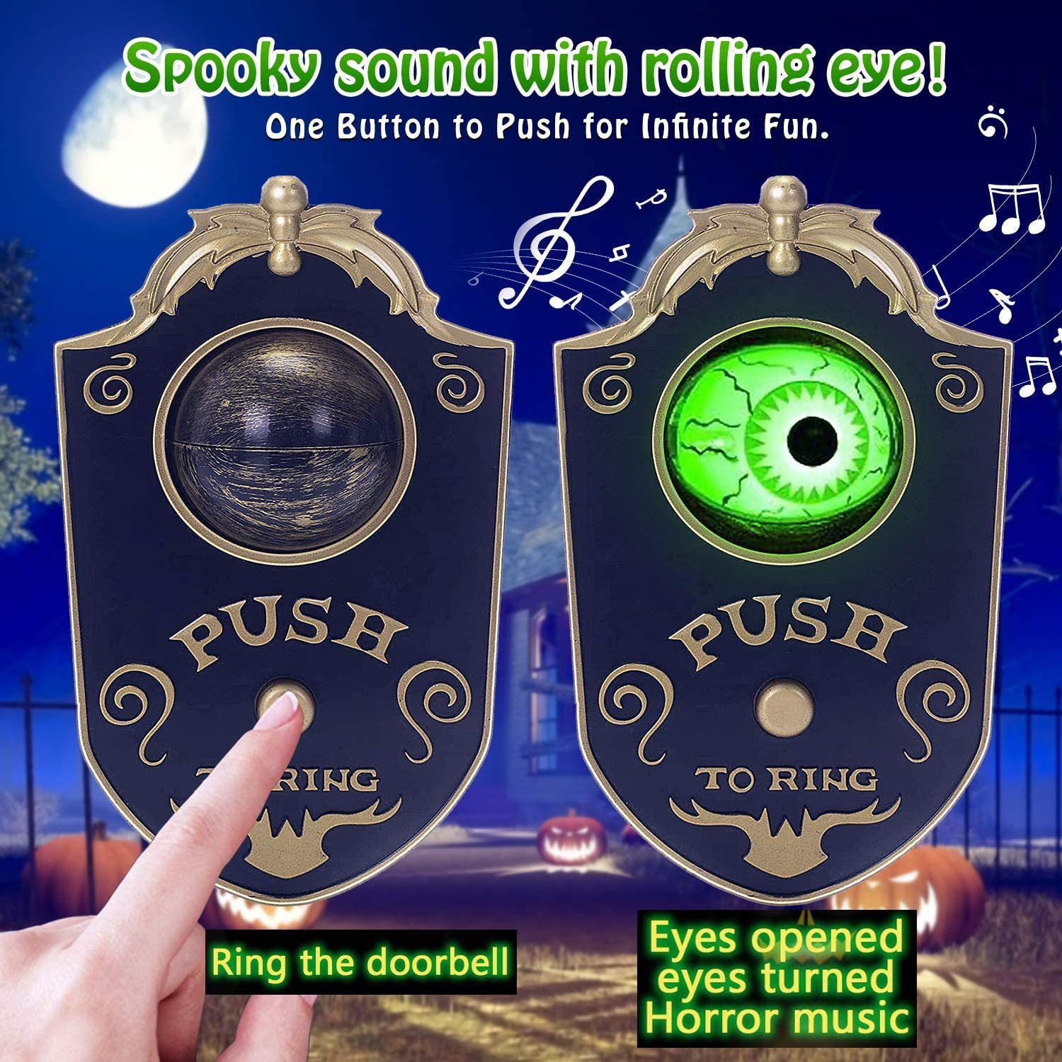 Halloween One-Eye Doorbell Decoration Ghost Festival Door Hanging Whole Pendant Sound Luminous Doorbell Decoration Arrangement Props