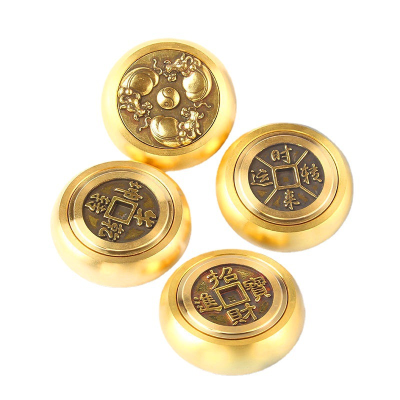 纯铜赚钱手把件转钱赚钱把件铜钱挂件文玩随身把玩物指尖陀螺067