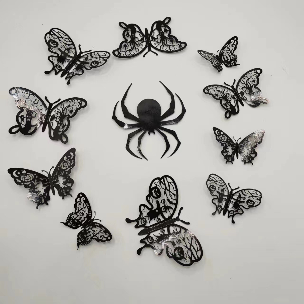 Halloween Series Cross-Border 3D Hollow Butterfly Wall Sticker Decoration Amazon Atmosphere Layout Three-Dimensional Butterfly Stickers
