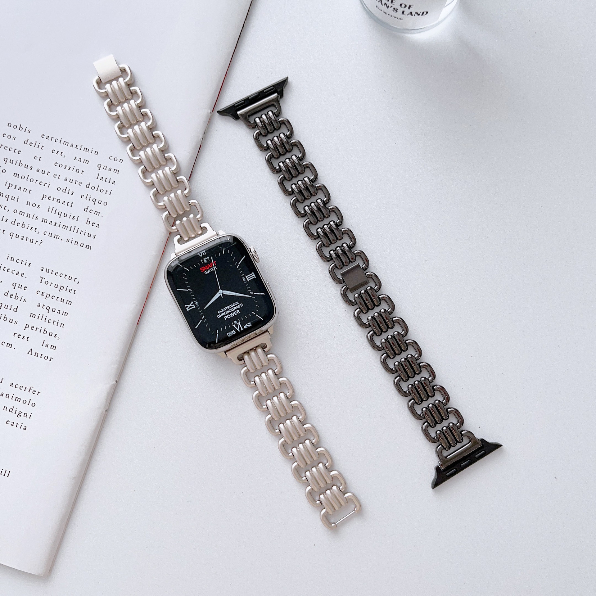 适用于苹果手表s8表带创意环扣金属腕带apple iwatch67se代表带s9