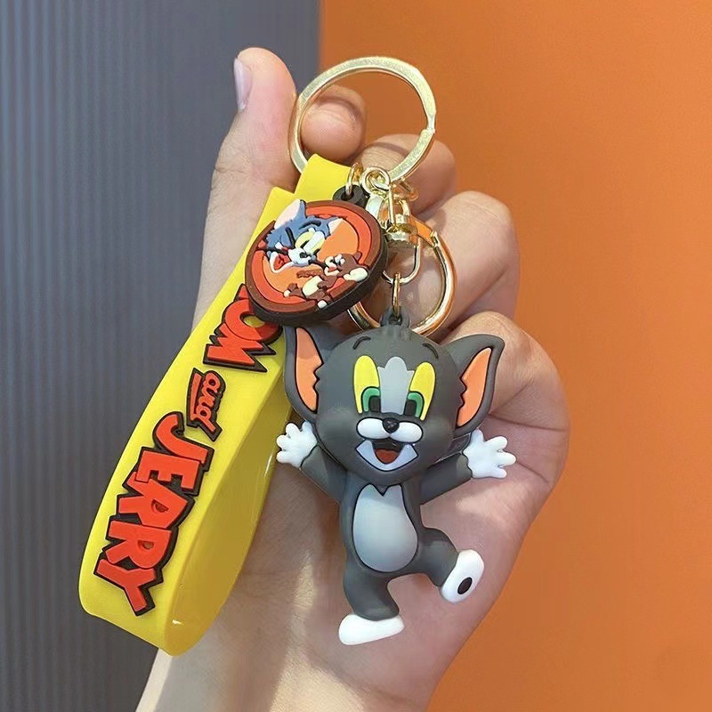 Cartoon Tom Cat Keychain Simple Car Key Chain Creative Couple Schoolbag Ornaments Cat and Mouse Key Ring