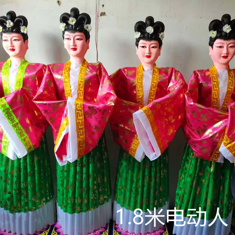 8米电动人童男童女一对祭拜电动人灵堂祭祀金童玉女殡葬用品