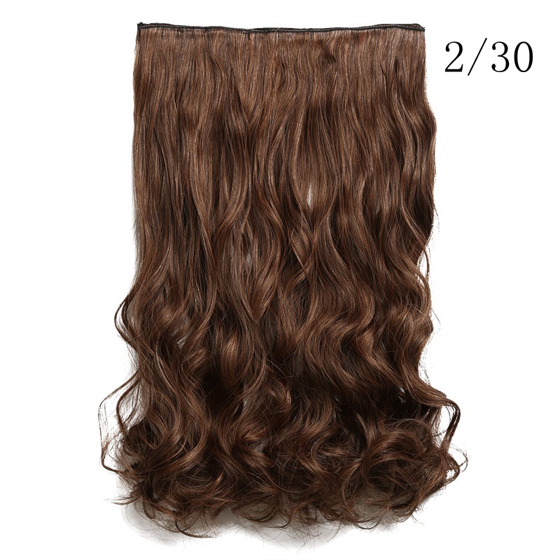 假发女一片式间色假发片接发片大波浪自然逼真高温哑光化纤丝批发