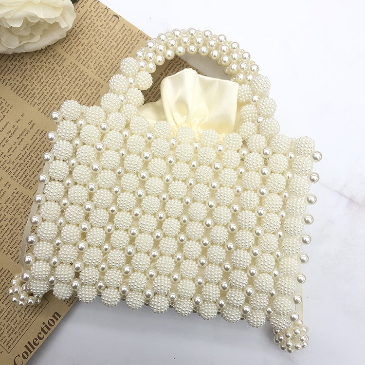 Spring and Summer New Waxberry Beads Pearl Bag Hand-Woven Bag Socialite Western Style Handbag Female French Style Beads Bag Retro