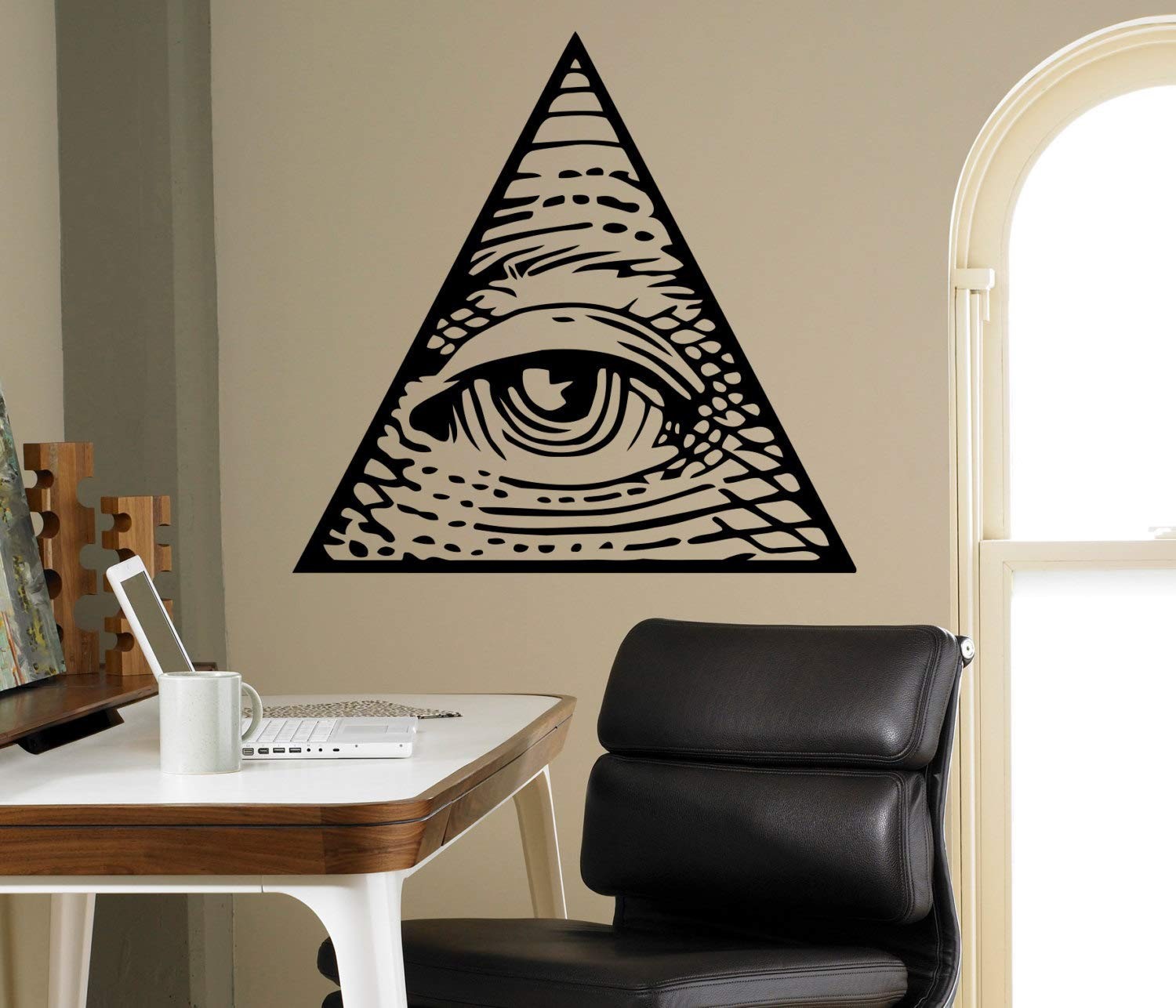 三角形建筑眼睛图案 自粘可移除pvc墙贴 车贴 门贴 贴纸三角形眼睛