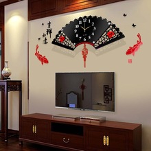 装饰表中国风扇形挂钟家用钟表客厅创意新款新中式静音挂墙时钟