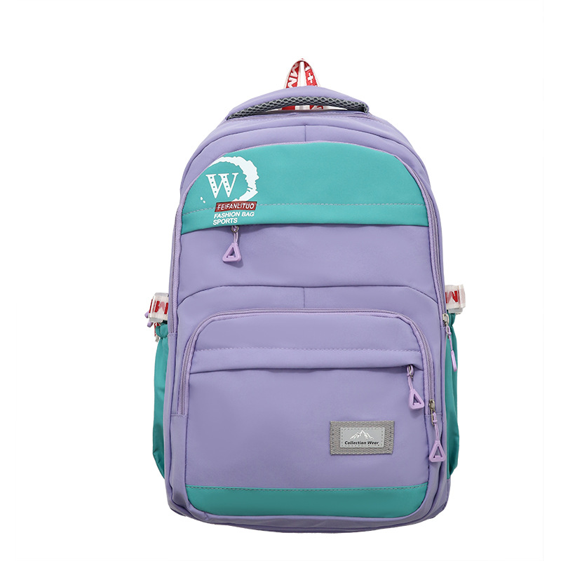 Schoolbag Women's New Fashion Lightweight Burden Alleviation Spine Protection Backpack College Style Middle School Students' Backpack