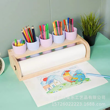 木质儿童画架桌面画板木架儿童少年宫实木卷纸画架跨境