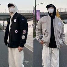 厚棉服MA1飞行员夹克棉衣棒球服外套潮流贴标工装棉袄