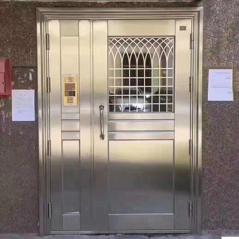 厂家直供304不锈钢楼宇门 小区安全单元门