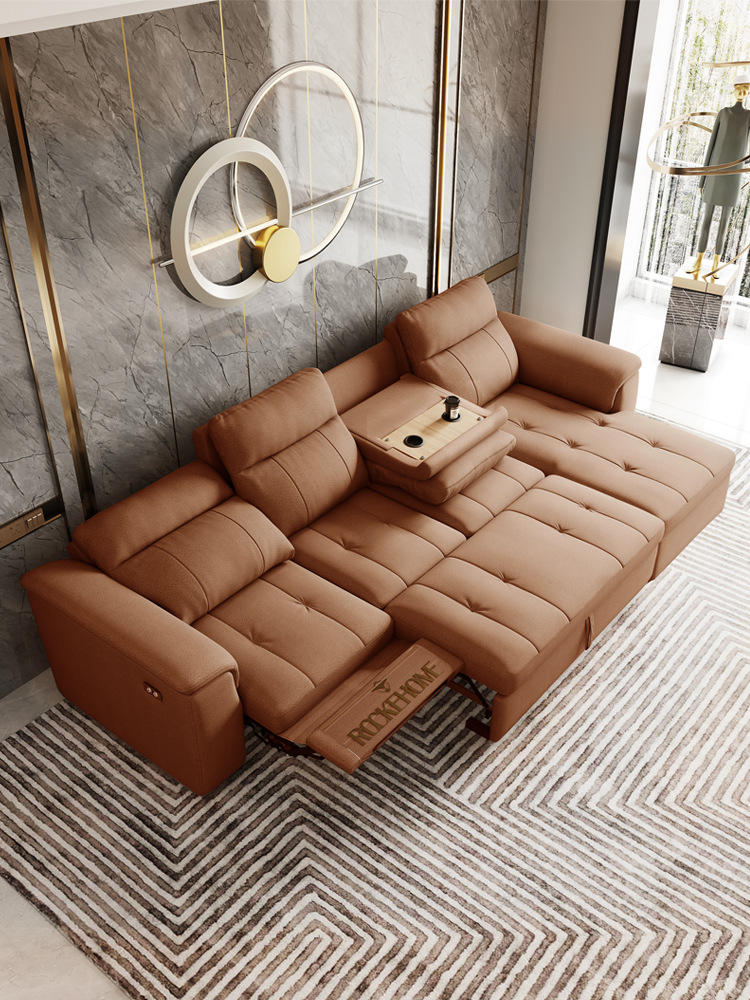 沙发床两用多功能头等太空电动伸缩抽拉式小户型客厅免洗科技布艺