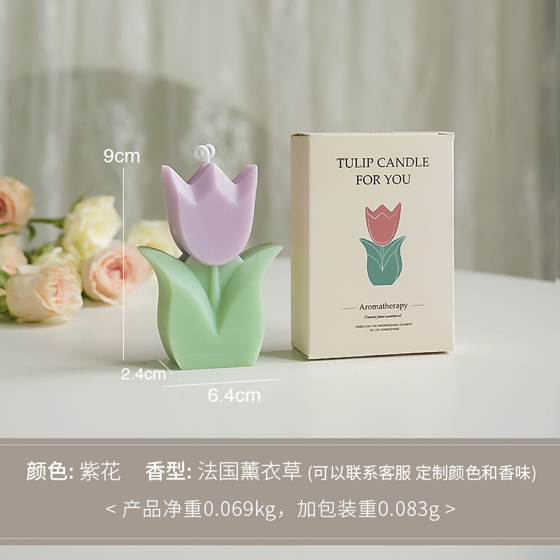 Tulip Aromatherapy Candle Wholesale DIY Aroma Hand Gift Handmade Fragrance Candle Flower Shape Wax