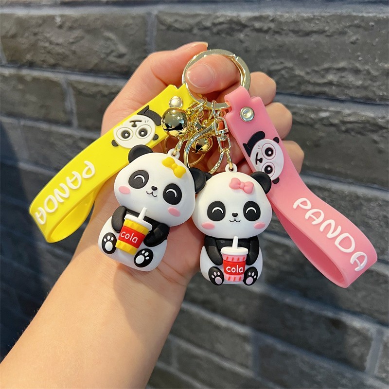 Creative Genuine Bear Mei Mei Keychain Cute Panda Cola Panda Chef Panda Key Chain Men's and Women's Handbags Pendant