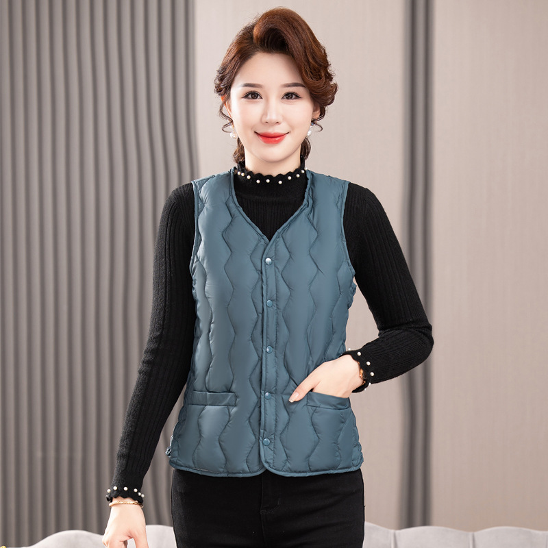 Middle-Aged and Elderly New Mom Vest Women's Winter Vest Women's down Cotton Waistcoat Vest Fleece-lined Warm Women's