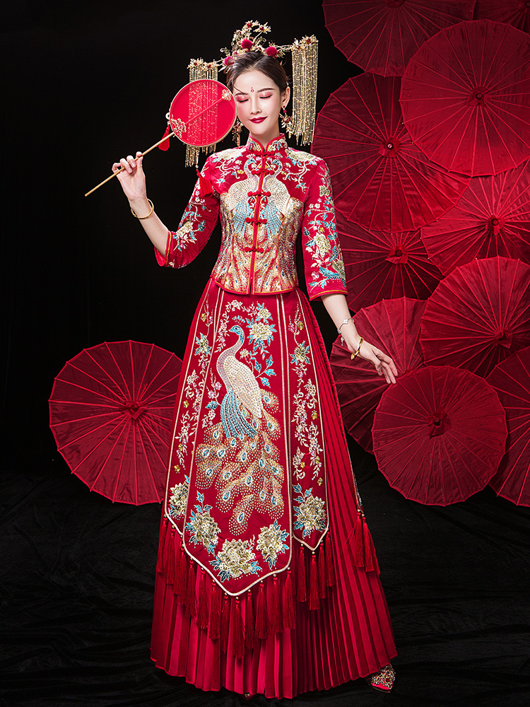 出租秀禾服新娘2021新款中式礼服结婚婚纱大码孕妇敬酒服出阁服秋