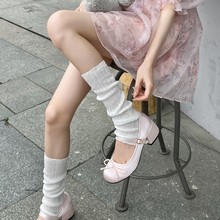 针织袜套子女夏季薄款白色长筒小腿袜日系jk洛丽塔配玛丽珍堆堆袜