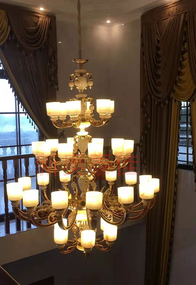 别墅客厅大吊灯复式楼锌合金吊灯楼中楼挑空跃层灯具